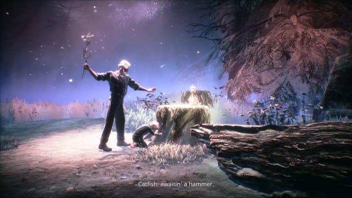 South of Midnight screenshot showing a flashback of a man beating a bot