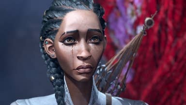 The South of Midnight main character Hazel, looking tearfully at the camera.