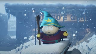 Cartman in 3D wearing wizard garb in South Park: Snow Day.