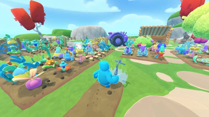 A blobby Bud tends their crops in physics-y farming game Southfield