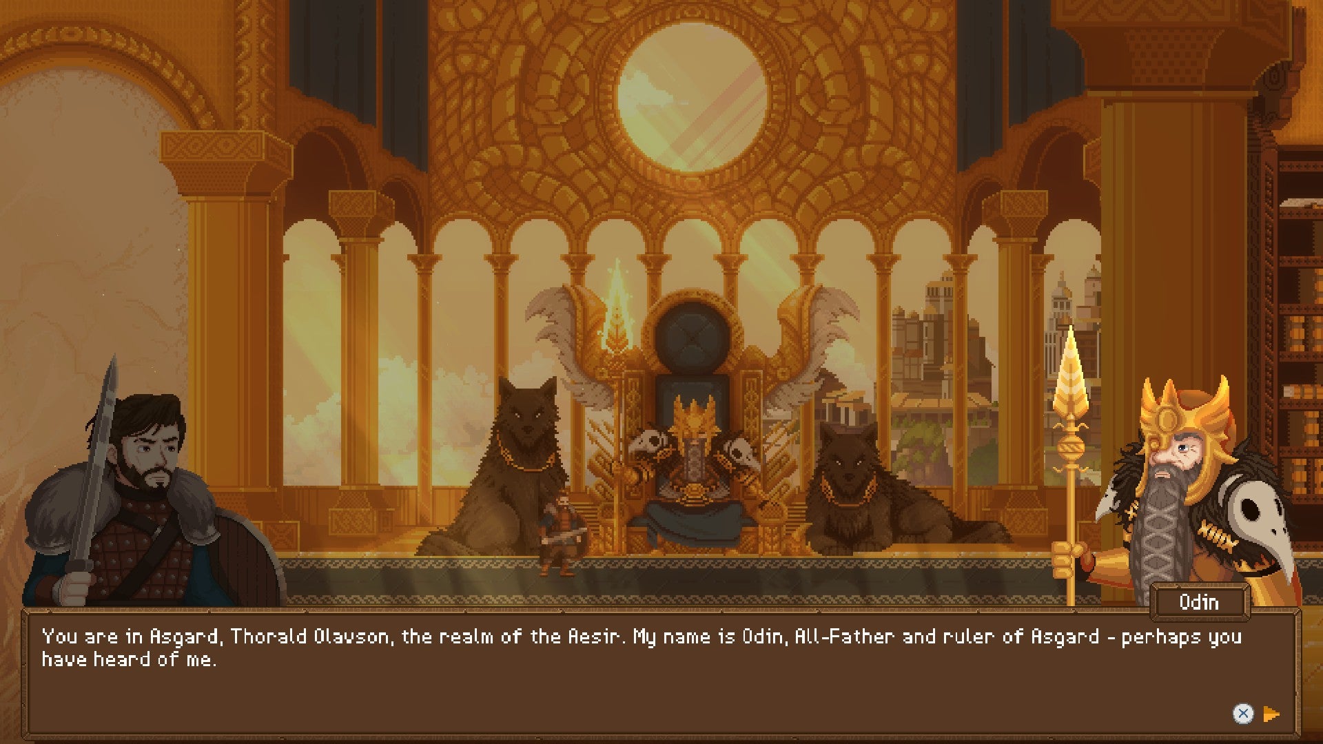 Thorald and Odin have a nice chat in Sons of Valhalla - 3