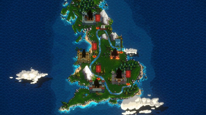 A retro game style world map in Sons of Valhalla