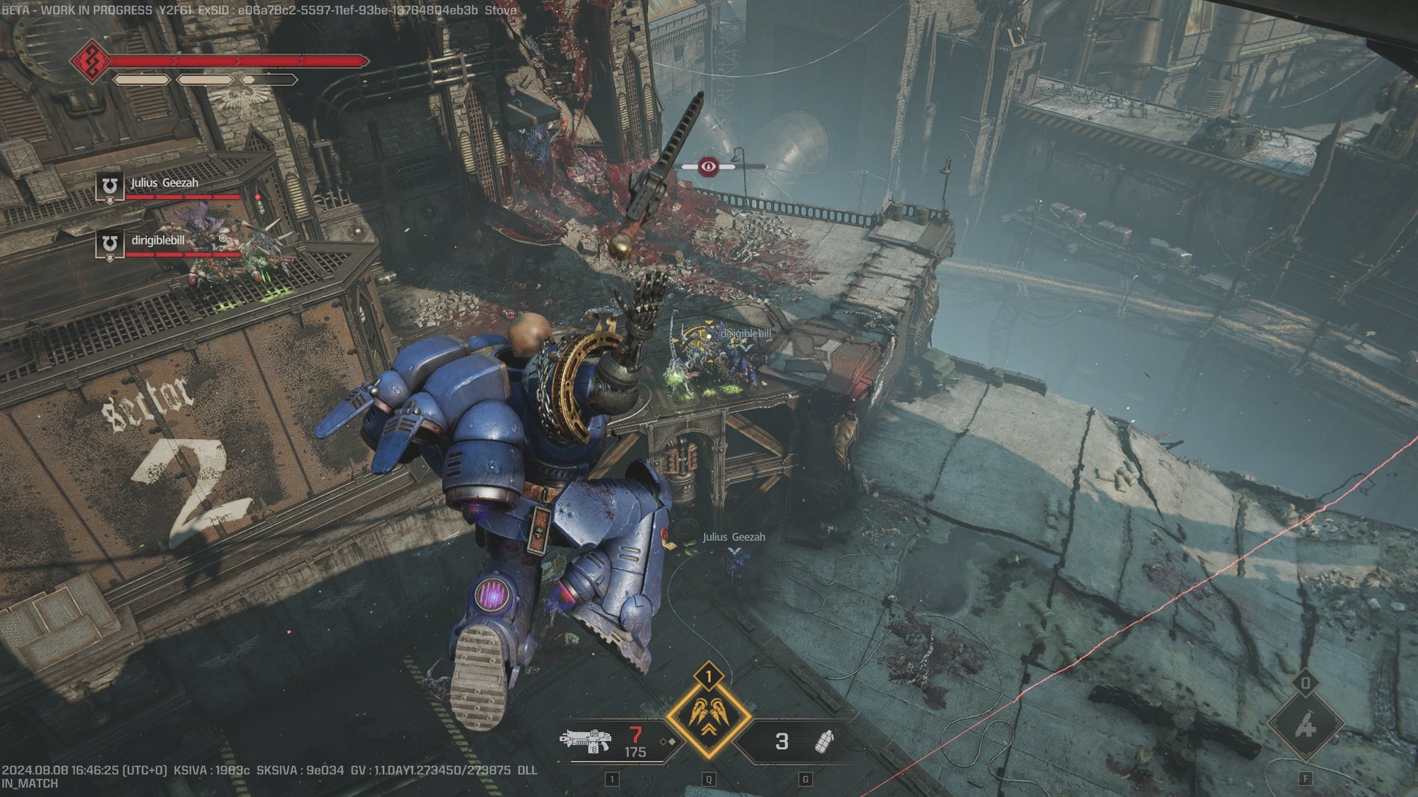 A jetpack space marine hanging in the air prepares to descend sword first. - 3