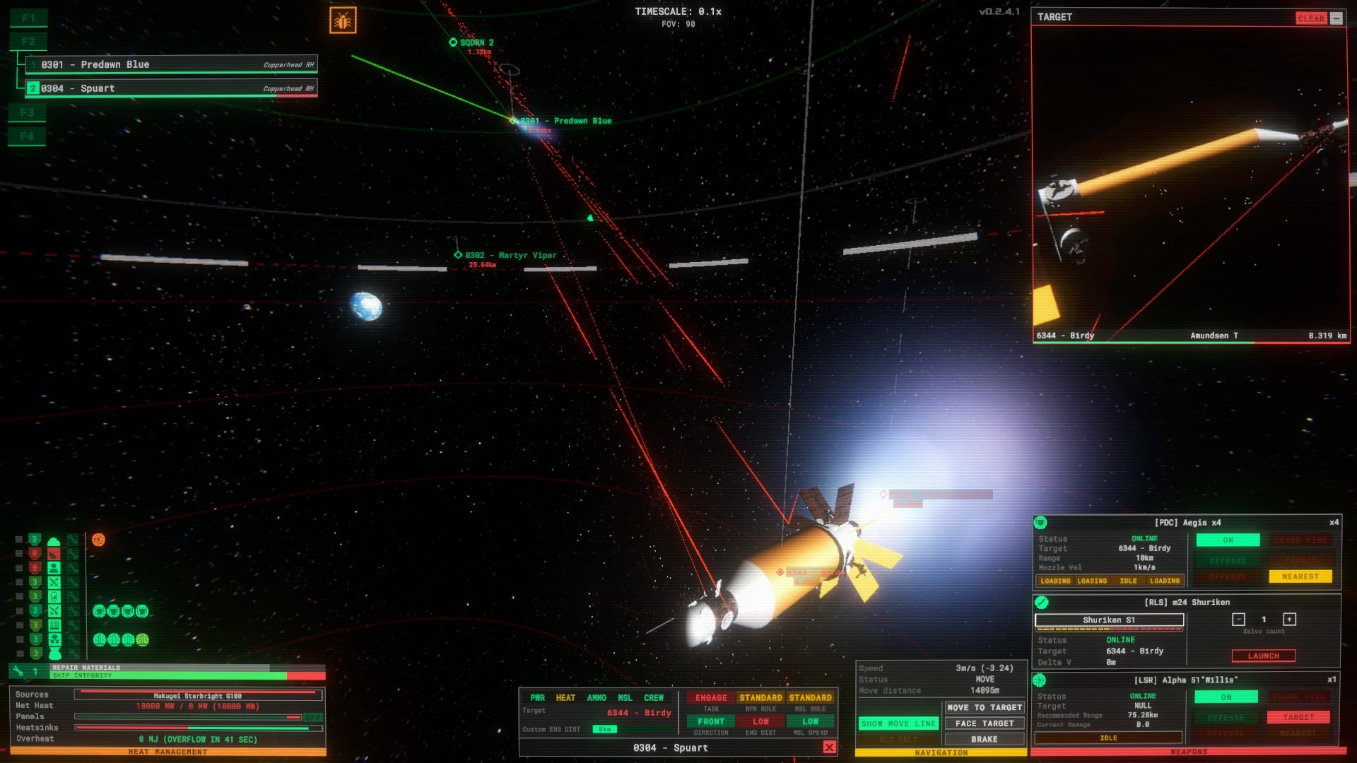 A view of a targeted satellite in Spacefleet: Heat Death.