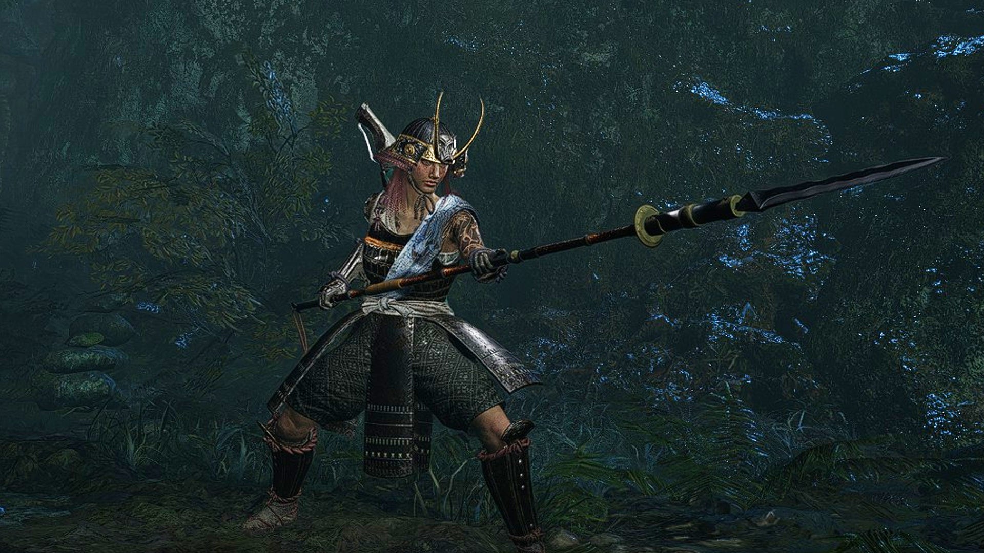 A Samurai points a sharp Spear forward in Nioh 3. - 8