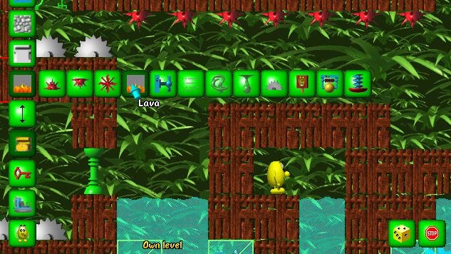 The level editor open in Speedy Eggbert