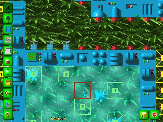 A custom level in Speedy Eggbert, with a water hazard full of piranha
