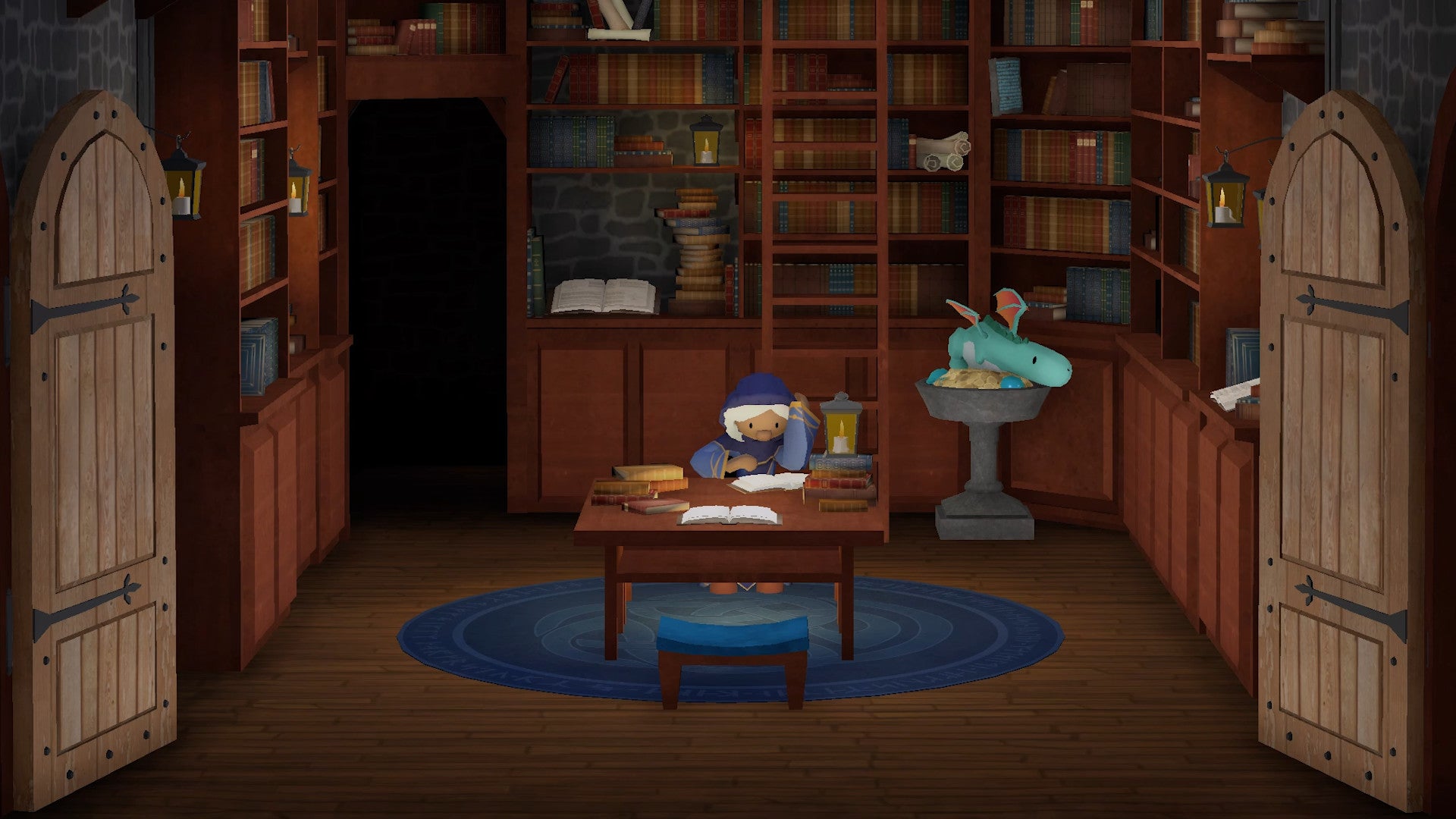 A library scene in Spellcaster University