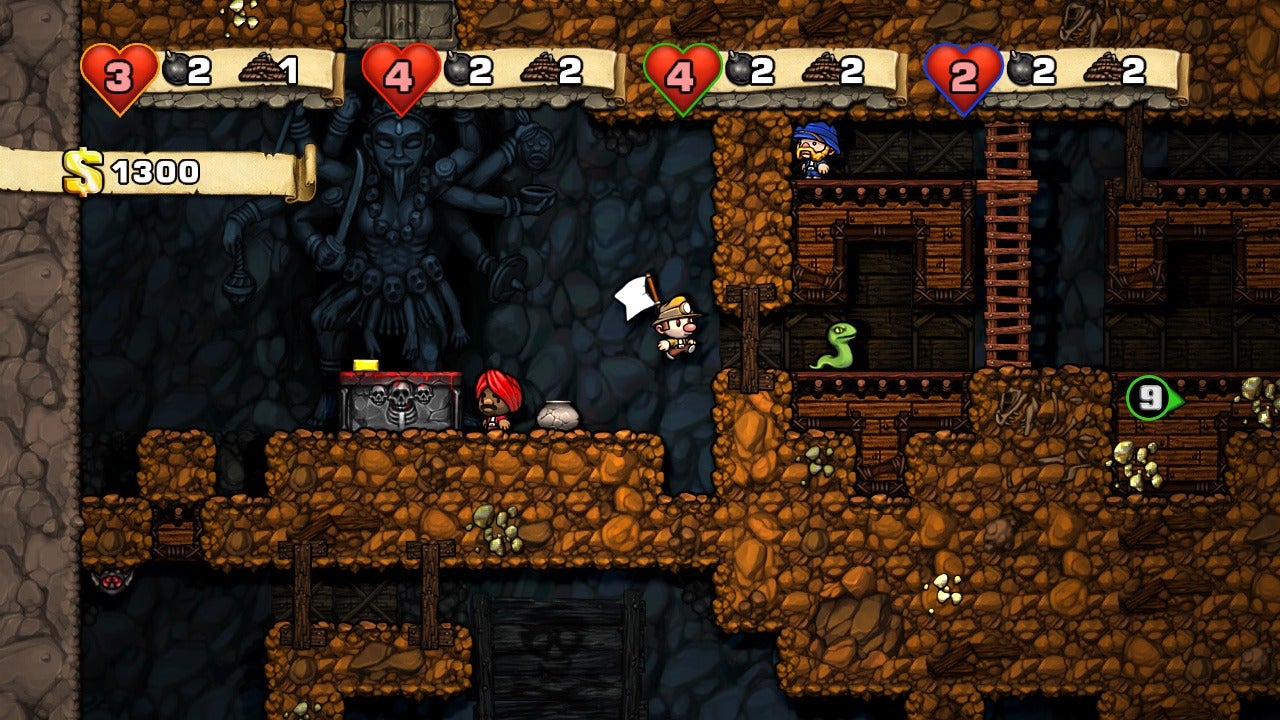 Four players duke it out underground in Spelunky - 4
