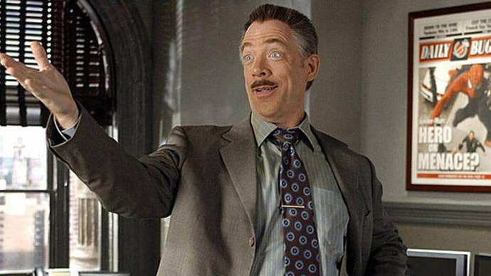 A picture from the Toby Maguire Spider-Man movies showing JK Simmons as Peter Parker’s news editor.