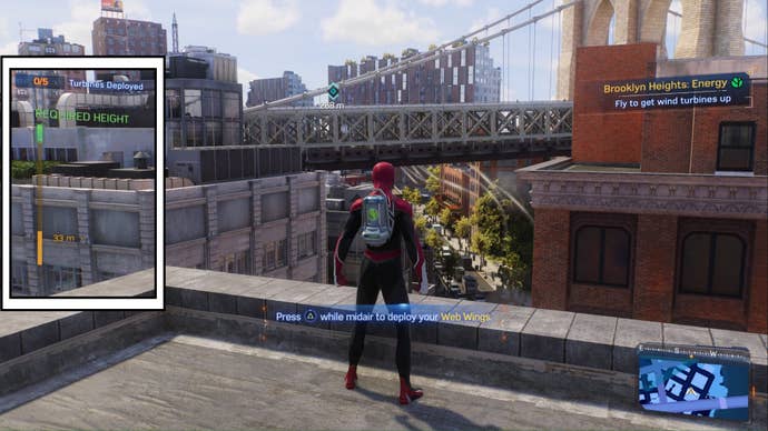 spider-man 2 brooklyn heights energy task wind turbine altitude bar highlighted