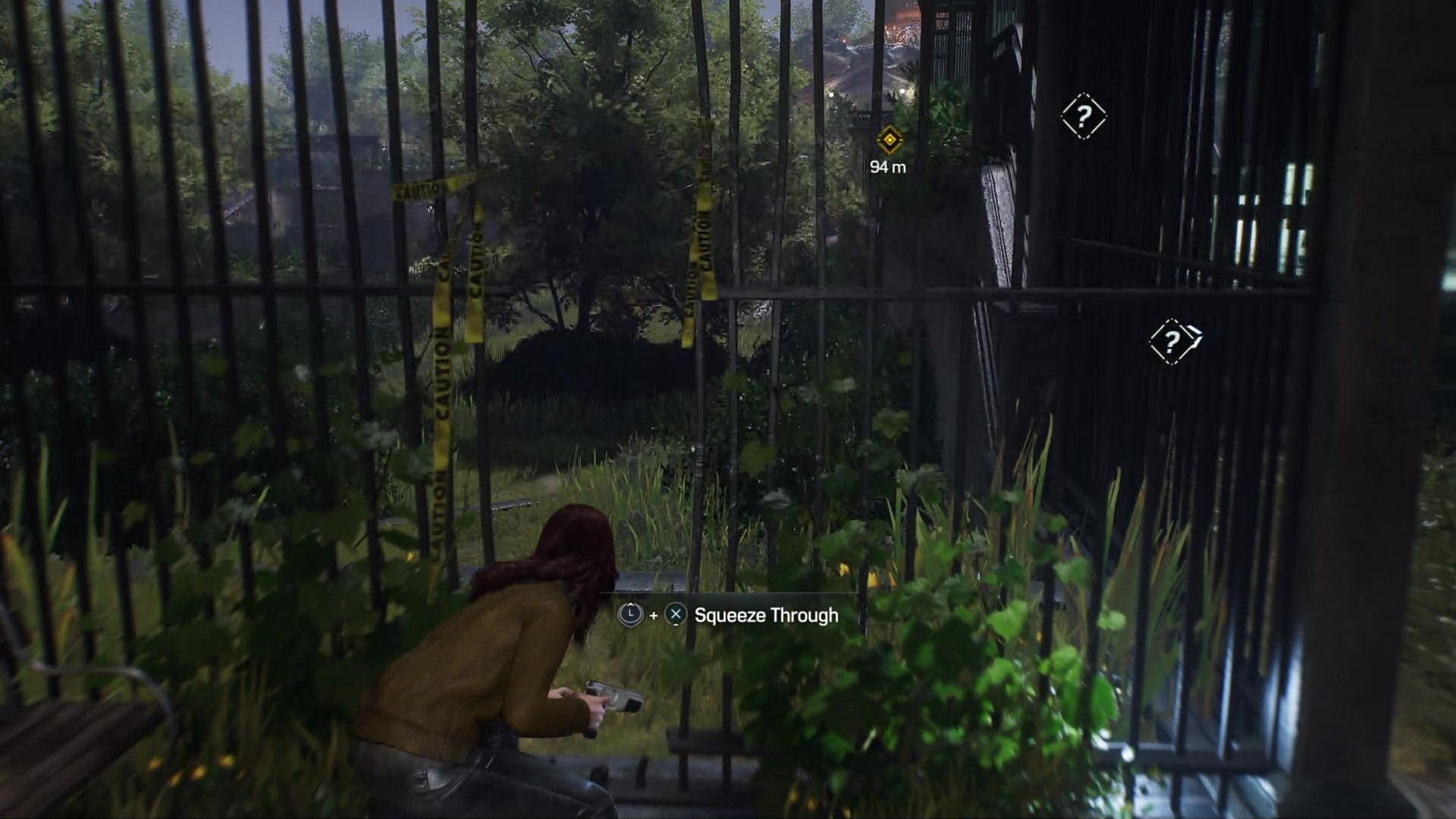 MJ squeezes between the bent bars of an enclosure and out into a grassy area in the Hunter base zoo. - 18