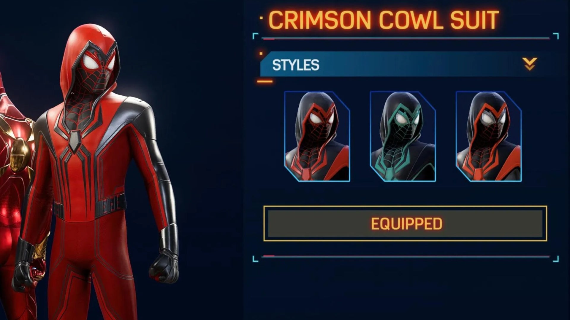 spider man 2 miles crimson cowl suit