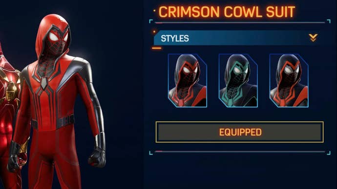 spider man 2 miles crimson cowl suit