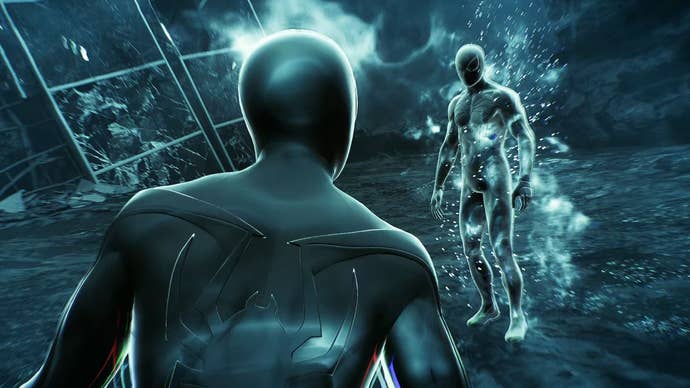 spider-man 2 miles facing negative spider-man