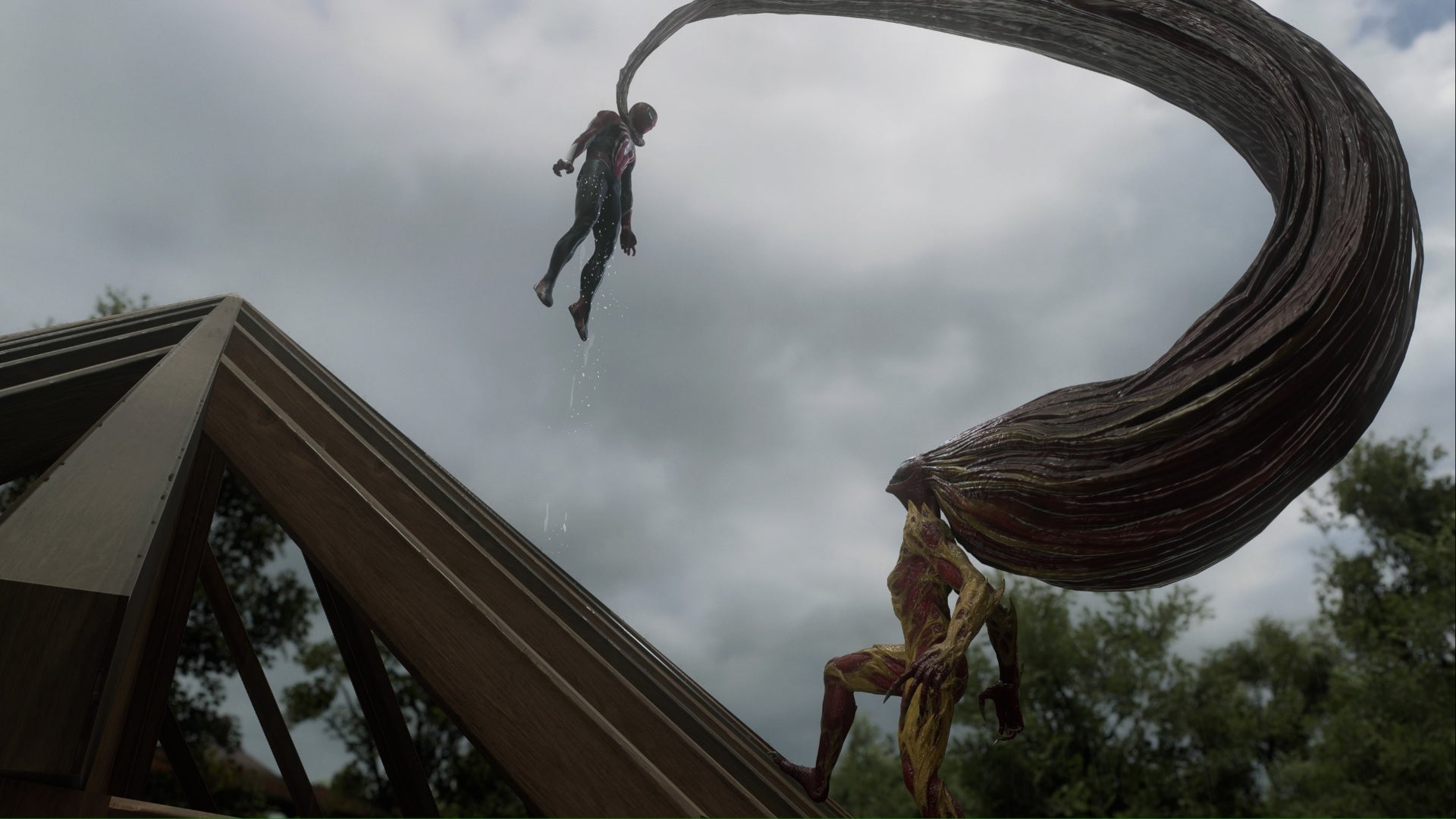 spider-man 2 scream holding peter parker up by his throat with hair