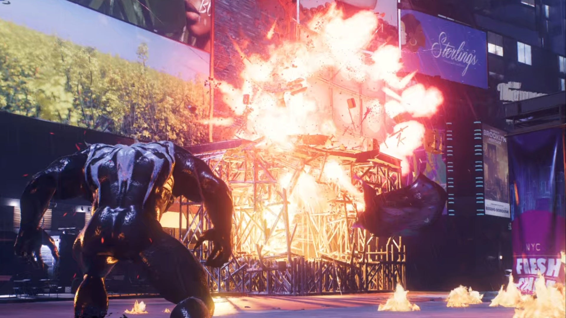 spider-man 2 venom blowing up platform with kraven on it