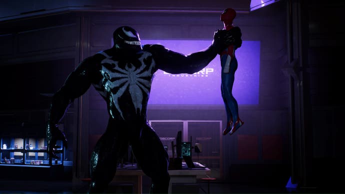 spider-man 2 venom crushing peter in oscorp industries lab