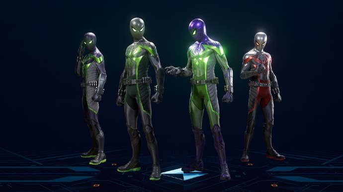 The Purple Reign Suit from Spider-Man 2.