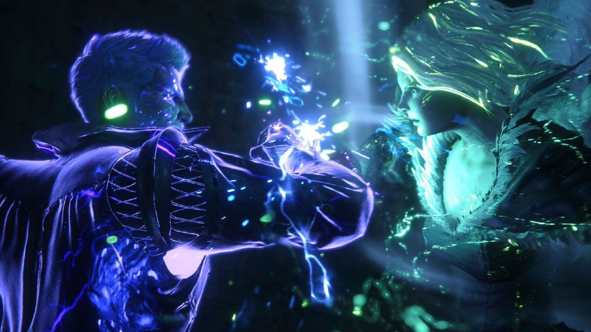 Some characters battling in Final Fantasy 16.