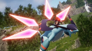 A screenshot showing a player riding Jetragon, the fastest mount in Palworld.