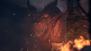 Screenshot of a very angry looking dragon in Dragon's Dogma 2