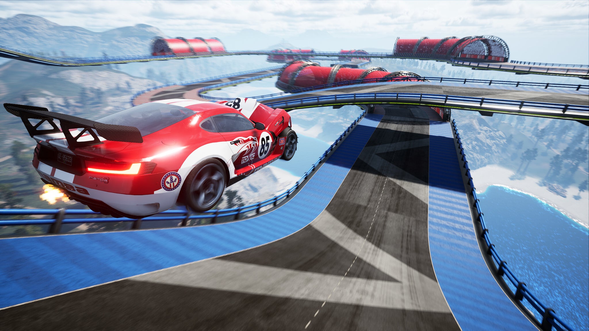 A car jumping on a sky track in in Wreckreation. - 4