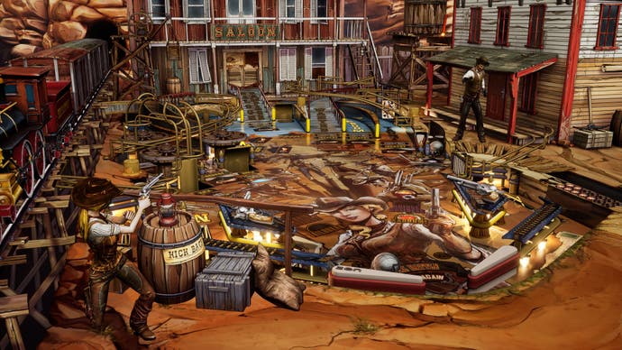 A Western-themed pinball table in Pinball FX