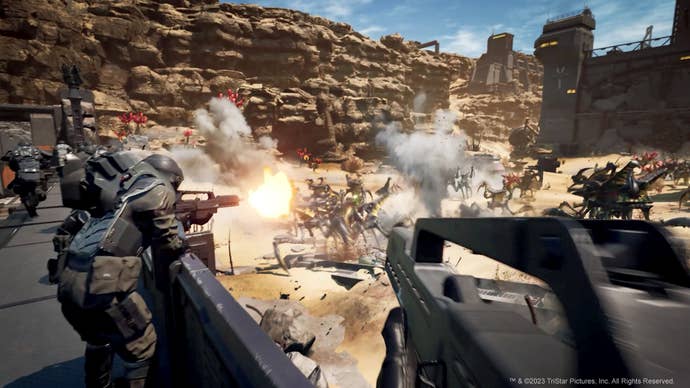 Troopers face off against a gaggle of creepy insectoids