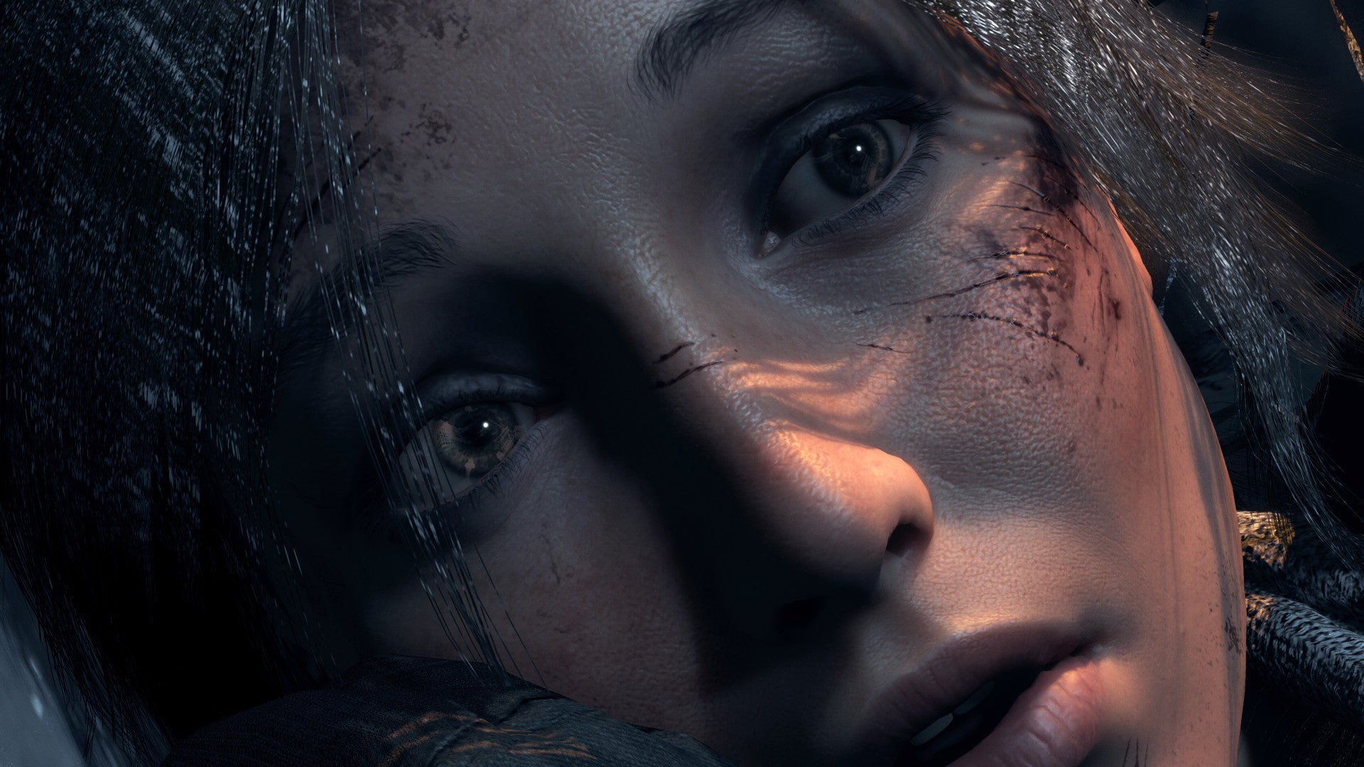 Close up of Lara Croft in Rise of the Tomb Raider