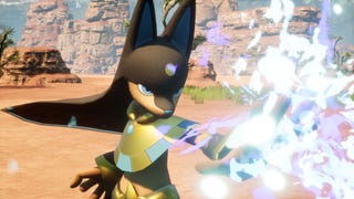 The Anubis creature in Palworld, which is a cute, humanoid Pal that looks similar to a jackal.
