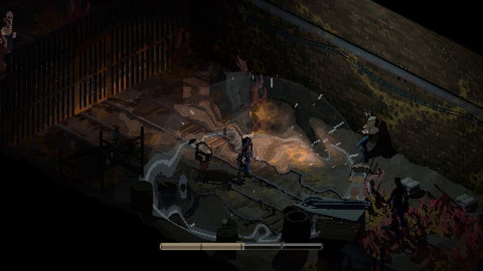 A wave of energy catches monsters in its path in a corridor in Holstin.