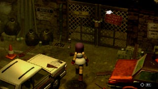 Mara arrives at Crow Country, walks from her car to a locked fence
