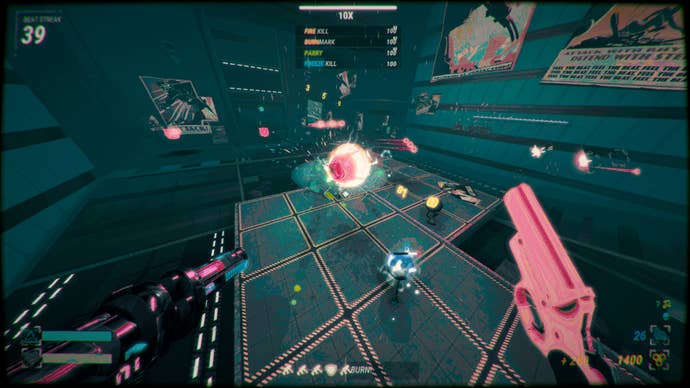 A tiny pink pistol makes short work of robots in rhythm shooter ROBOBEAT