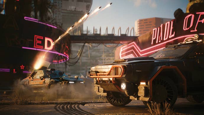 Some cars in Cyberpunk 2077’s Phantom Liberty expansion.