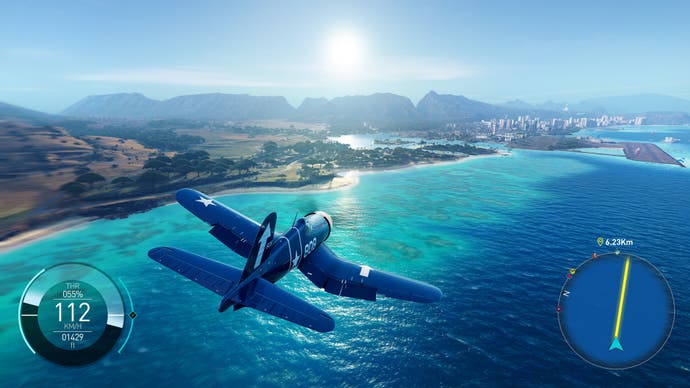 A plane flies over Hawaii in The Crew Motorfest