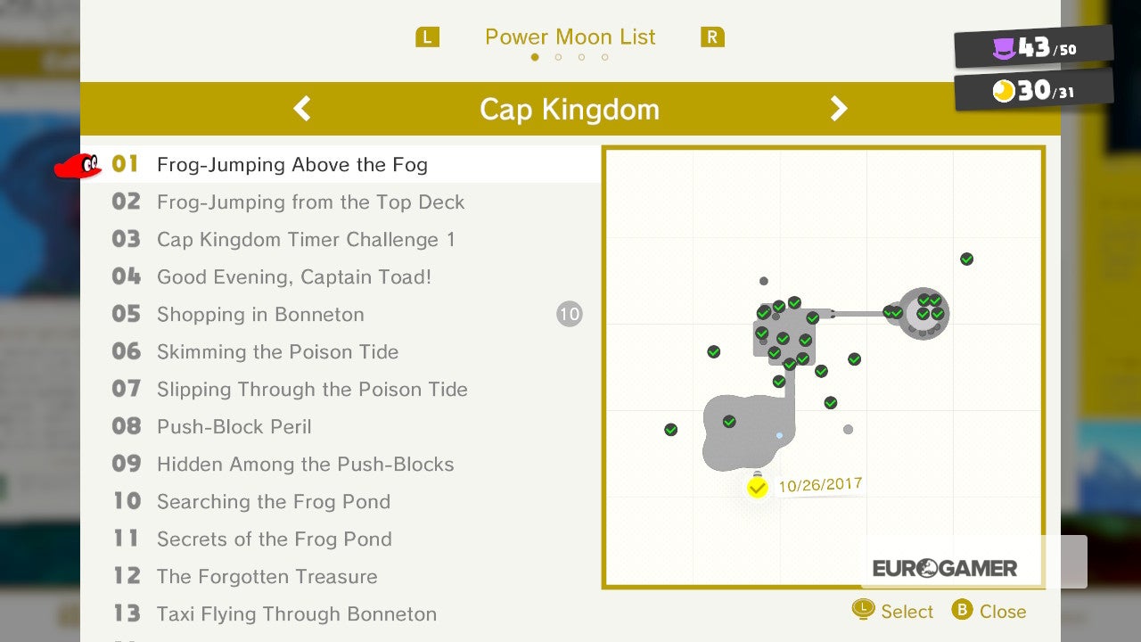 Super Mario Odyssey Cap Kingdom Power Moons - where to find Cap 