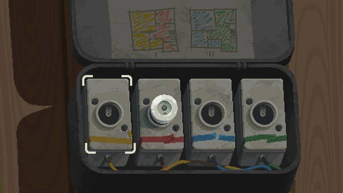 A series of buttons from a puzzle in Holstin.