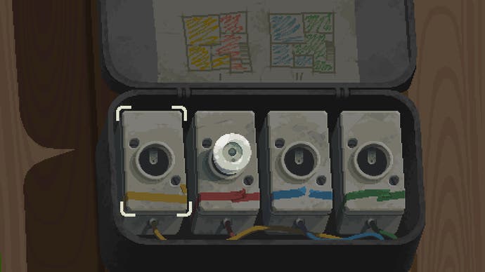 A series of buttons from a puzzle in Holstin.