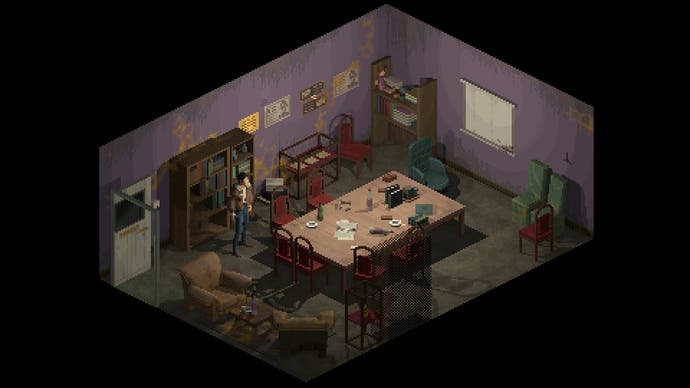 An isometric view of an apartment room in Holstin.