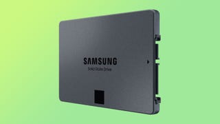 a photo of the samsung 870 qvo 4tb sata ssd on a green background