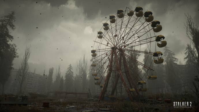 An abandoned and derelict ferris wheel in S.T.A.L.K.E.R. 2