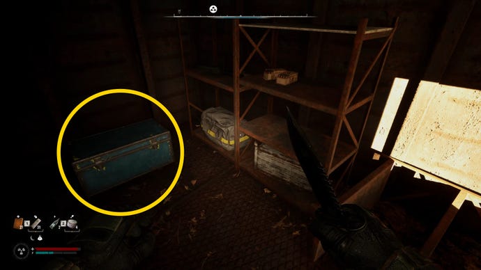 The player in Stalker 2 approaches a blue chest.