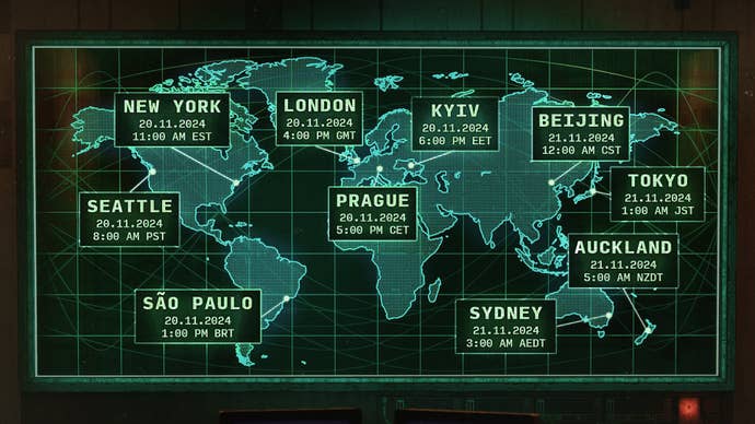 Map of release times for the Stalker 2 global launch.
