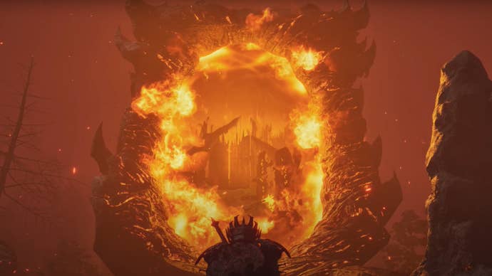 A player character prepares to enter an Oblivion gate in The Elder Scrolls IV: Oblivion Remastered.