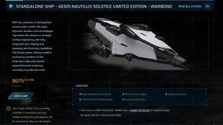 Star Citizen hosted a $275 dinner for its highest paying subscribers to announce a very expensive ship