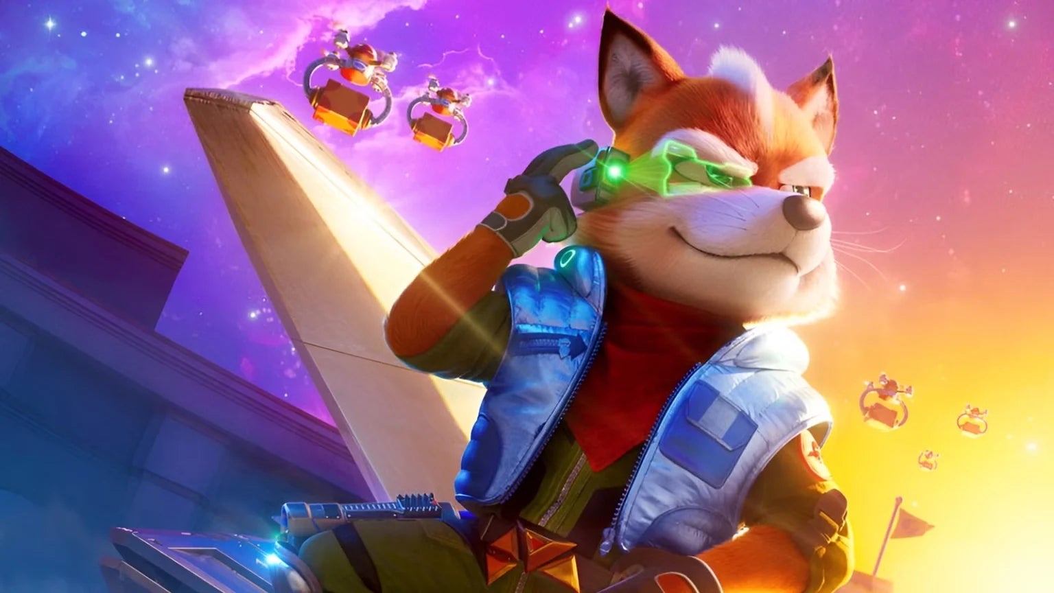 Star Fox strikes a pose as he appears in The Super Mario Galaxy movie.