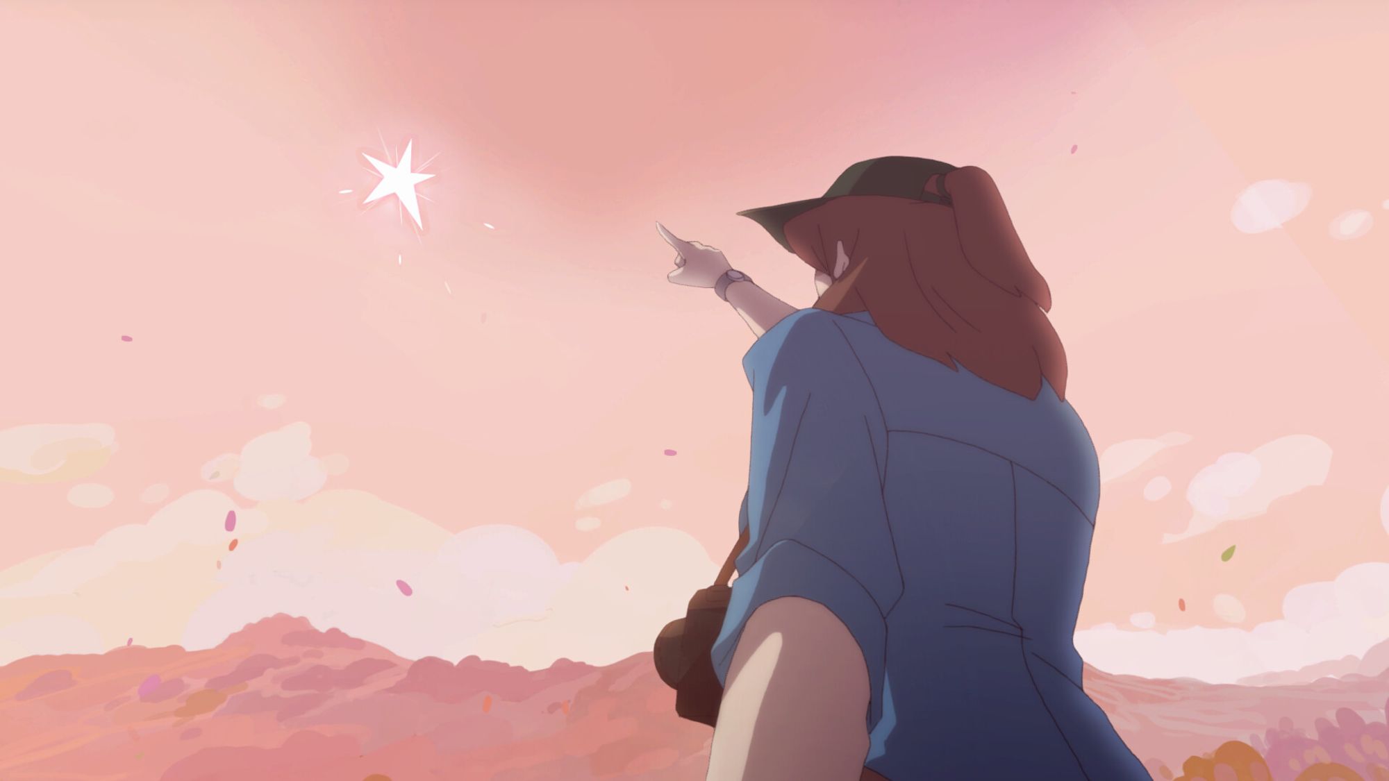 Mother pointing to a star