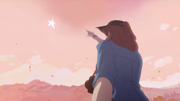 Mother pointing to a star