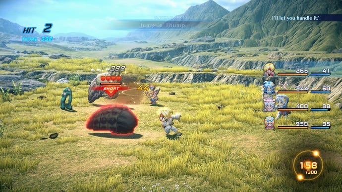 Star Ocean: The Second Story R gameplay showing combat during a battle with an alien creature